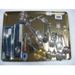 Souvenir and Other Teaspoons, including hallmarked silver Roman style spoon, "Rolex", enamel etc.