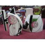 Lorna Bailey 'D' Shaped Teapot, with black and white check and pink ball decoration 18.