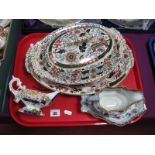 An Ashworth Ironstone Tureen and Cover, similar stand, sauce boat and cream jug:- One Tray