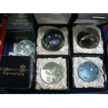 Caithness Paperweights: Glamis Castle, limited edition No. 139/250; Royal Wedding Moonflower, No.