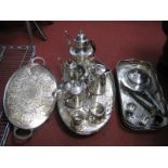 Plated Tea Wares, trays, muffin dish, cruet items etc.