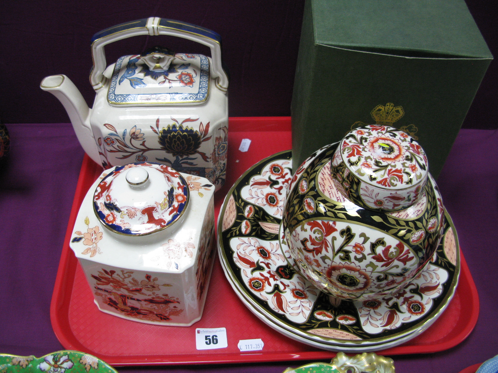 A Mason's 'Prince of Wales' Pattern Ginger Jar and Cover, (boxed), similar plates and an '