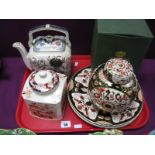 A Mason's 'Prince of Wales' Pattern Ginger Jar and Cover, (boxed), similar plates and an '