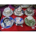 A Collection of XIX Century and Later Trios, cups and saucers, etc:- One Tray