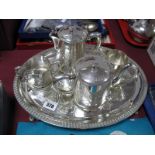 Leclere Four Piece Plated Tea Service, with aesthetic design; together with matching tray.