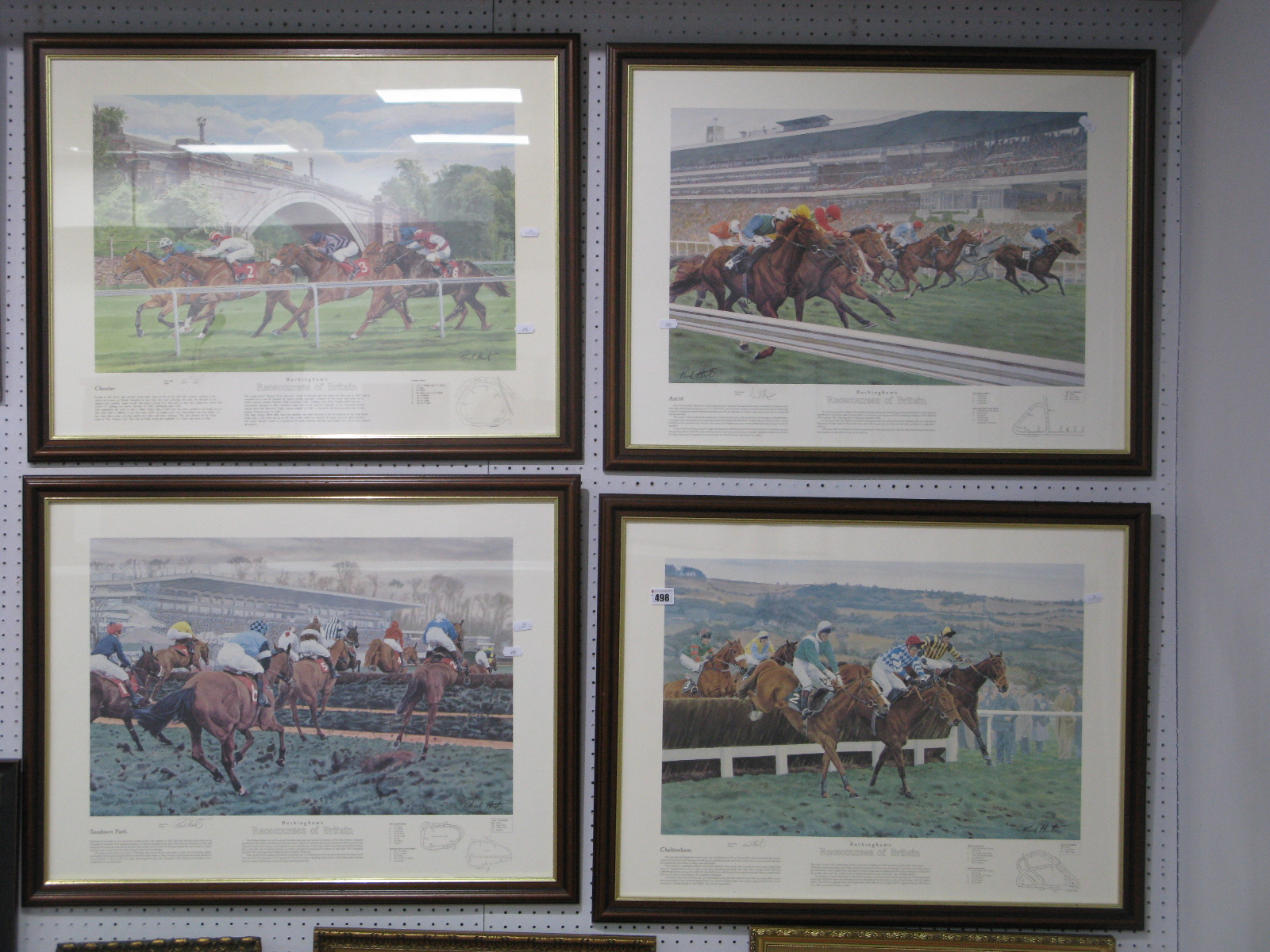 Paul Hart, 'Buckingham's Racecourses of Britain' coloured prints, Sandown Park, Cheltenham, Ascot,