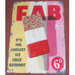 Fab Ice Lolly Metal Wall Sign, 70 x 50cm.