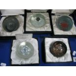 Caithness Paperweights: Arctic Night, limited edition No. 164/1500; Intruder No. 475/2000; Triad No.