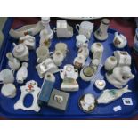 Carlton Crested China Monkey and many others, Miniature cup and saucer, Spode trinket box, etc:- One