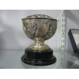 A Hallmarked Silver Posy Bowl, of circular form with floral detail in relief, diameter 12.6cm,