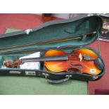 A XX Century Violin, two piece back, internal label reading 'Skylark' brand, made in the Peoples