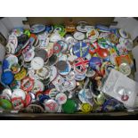 Tin Badges including Marc Bolan, Gold Top Milk, Puma, Thames Water, Atari, and many others, many