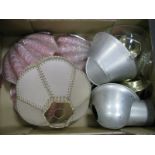 A Pair of Art Deco Pink Glass Shell Wall Lamps, plus a spare shade, other lamps and shades, etc:-