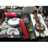 Doulton 'Cascade' Dinner Ware, Colclough tea set, barometer, prints, glassware, brass mask pin tray,