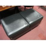 Ekornes, Norway Black Leather Stool with storage base, 116cm wide.