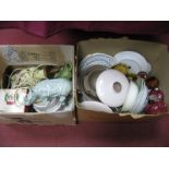 Poole Two Tone Dinner Ware, plates, table lamp, rhino, etc:- Two Boxes