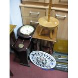 An Oak Drop Leaf Table of small proportions, plant stand, oval wall plazue (1977 Jubilee), wooden