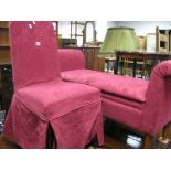 An Upholstered Ottoman; together with a bedroom chair. (2)