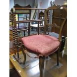XIX Century Mahogany Towel Rail, together with XIX Century walnut salon chair. (2)