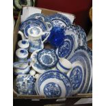 Blue and White Wares, Rington's teapot, paperweights, toast rack, dinner and cabinet plates,