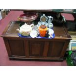 Price 'Butterfly' Teapot, Colclough tea set, 'Cameo' plates, clear glass press moulded biscuit