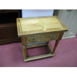 'Flagstone' Hardwood Side Table, with single drawer, on bun feet, by Ward of Doncaster, 69.5cm