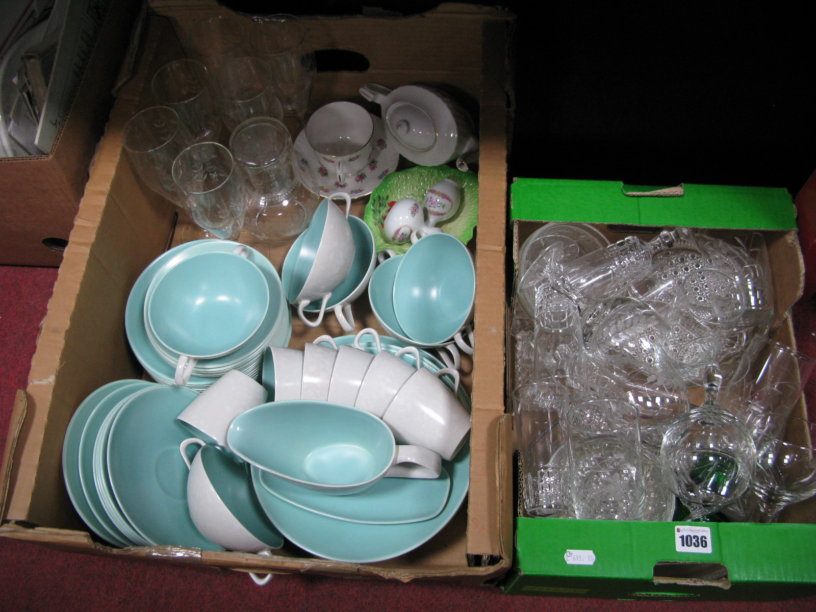 Poole Twin Tone Tea and Dinner Wares, carafe, wines, bachelors teapot, etc:- Two Boxes