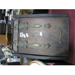 Late XX Century Oak Coal Box, with brass strap work to slope front.