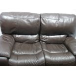 A Dark Brown Leather Two Seater Settee.