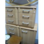 A Modern Lightwood Effect Bedroom Combination Chest of Drawers, and a pair of matching bedside