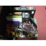 Worx Power Drill, fan, USA flag, leather briefcase, (untested: sold for parts only):- One Box