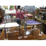 An Edwardian Inlaid Mahogany Child's Parlour Chair, a similar armchair lacking centre splat. (2)