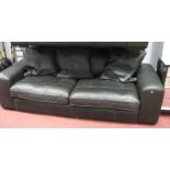 A Dark Brown Soft Leather Large Two Seater Settee.