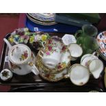 Stafford 'Bouquet' Tea Ware, cottage rose teapot, posies, glass commemorative tankards, etc:- One