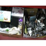 Cased And Loose Cutlery, stainless steel kitchenwares, extension leads, magnifying lamp, mini