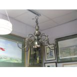 A Dutch Style Bronzed Effect Six Branch Chandelier, (incomplete).