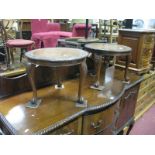 A XX Century Pair of Hardwood Tables, with carved borders, on cabriole legs, claw and ball feet.