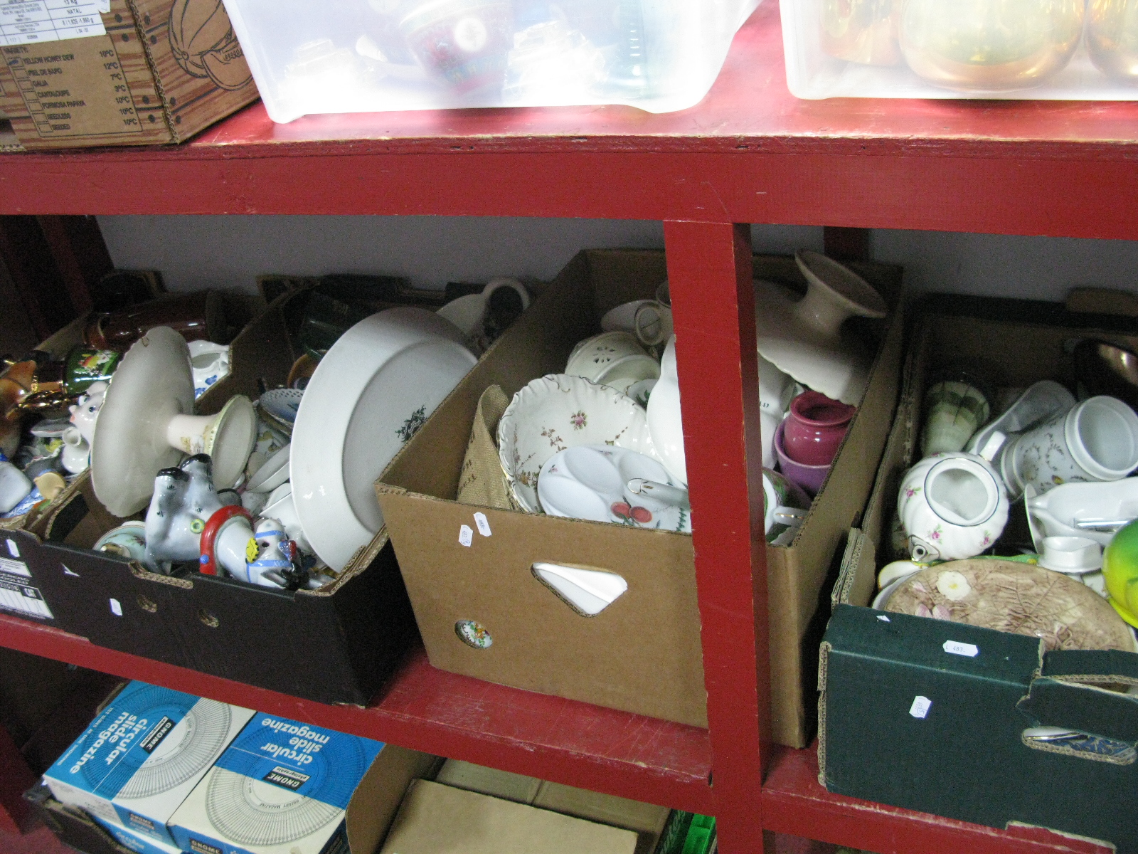 Coffee and Teapots, plates, other ceramics:- Four Boxes