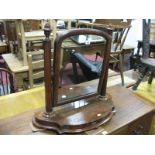 Mid XIX Century Mahogany Dressing Table Mirror, turned finials, octagonal shaped supports, central