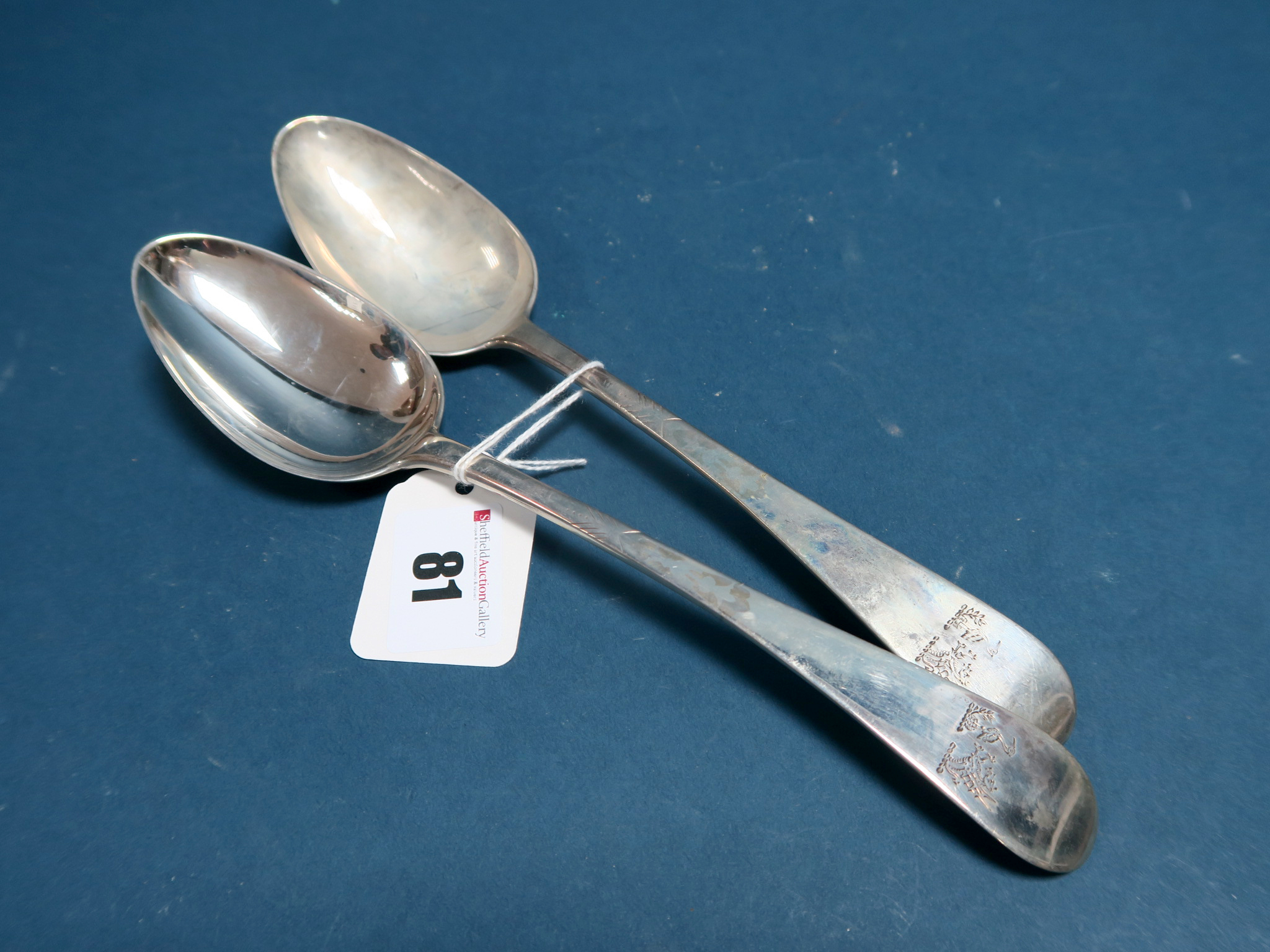 A Pair of XVIII Century Inverness Part Hallmarked Silver Old English Pattern Table Spoons, Charles