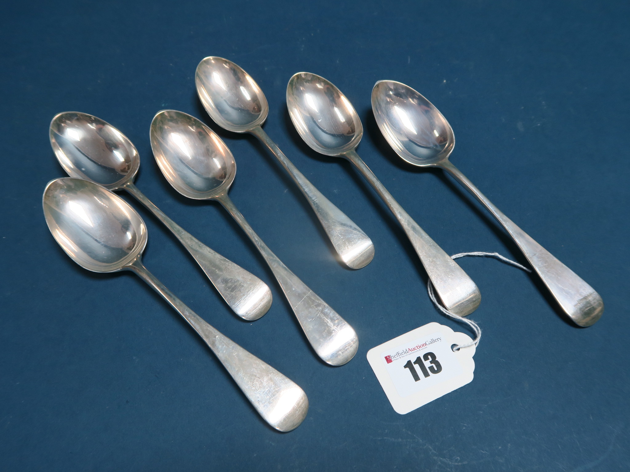 A Matched Set of Six Hallmarked Silver Old English Pattern Spoons, CB, London 1884, GA, London 1879,