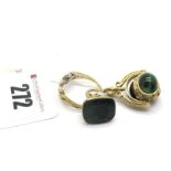 A 9ct Gold Puzzle Style Ring, together with a 9ct gold tiger's eye inset swivel fob pendant, and a