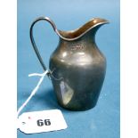 A Hallmarked Silver Jug, W.A, Chester 1894, of plain inverted baluster form, gilt lined, with reeded