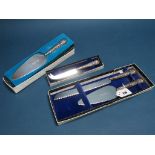A Hallmarked Silver Handled Bread Knife and Matching Cake Slice, HB, Sheffield 1972, in original