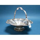 A Large Georgian Hallmarked Silver Swing Handled Basket Dish, (makers mark rubbed) London 1820, of