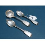 A Pair of Hallmarked Silver Fiddle Pattern Spoons, John & Henry Lias, London 1841; Together with A
