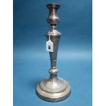 A Large Hallmarked Silver Candlestick, John Roberts & Co, Sheffield 1814, bearing armorial crest (