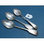 A Pair of Hallmarked Silver Fiddle Pattern Table Spoons, JH, London 1834, initialled; Together