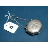 A Hallmarked Silver Ladies Purse, HM, Birmingham 1905, with winged cherub head detail in relief,