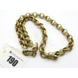 A Chunky 9ct Gold Oval Belcher Link Chain, of semi textured design, to large swivel style clasp.